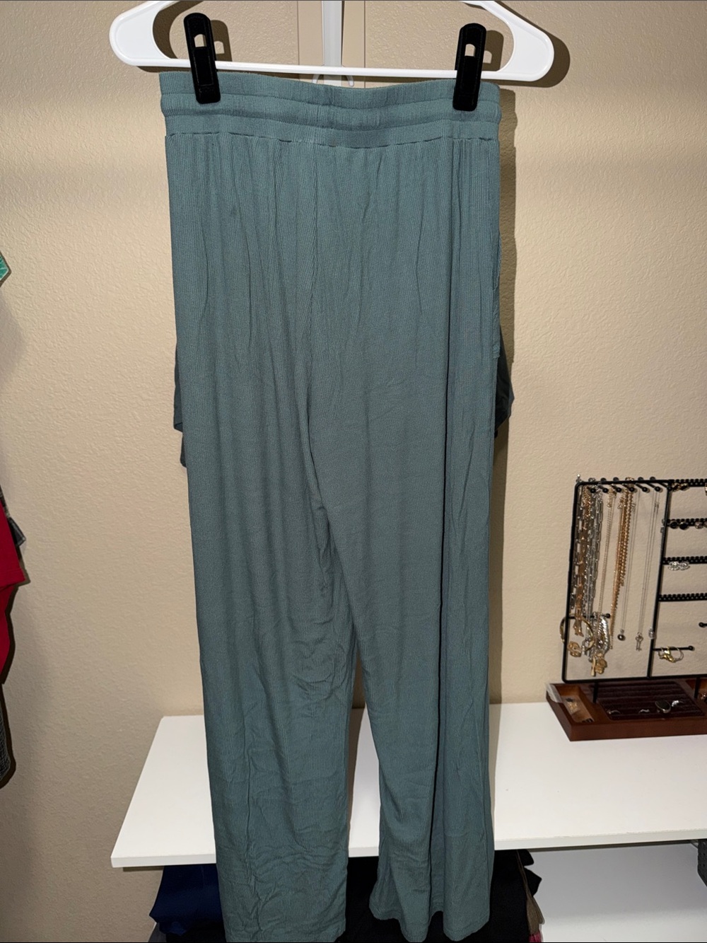 Zenana Lightly Ribbed Shirt & Pant Set - M (Ash Jade) - Picture 8 of 8